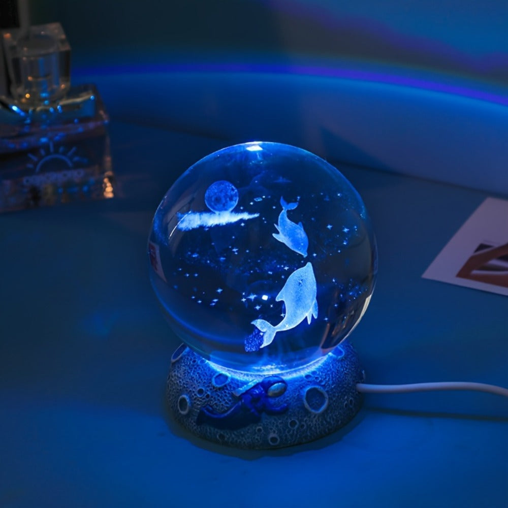 Starry Sky Crystal Ball Night Light – 3D Blue Galaxy Glass Sphere LED Desk Lamp, Creative Tabletop Decor Light for Bedroom, Unique Gift for Holiday Party Birthday (Blue Starry Sky) - product image 6