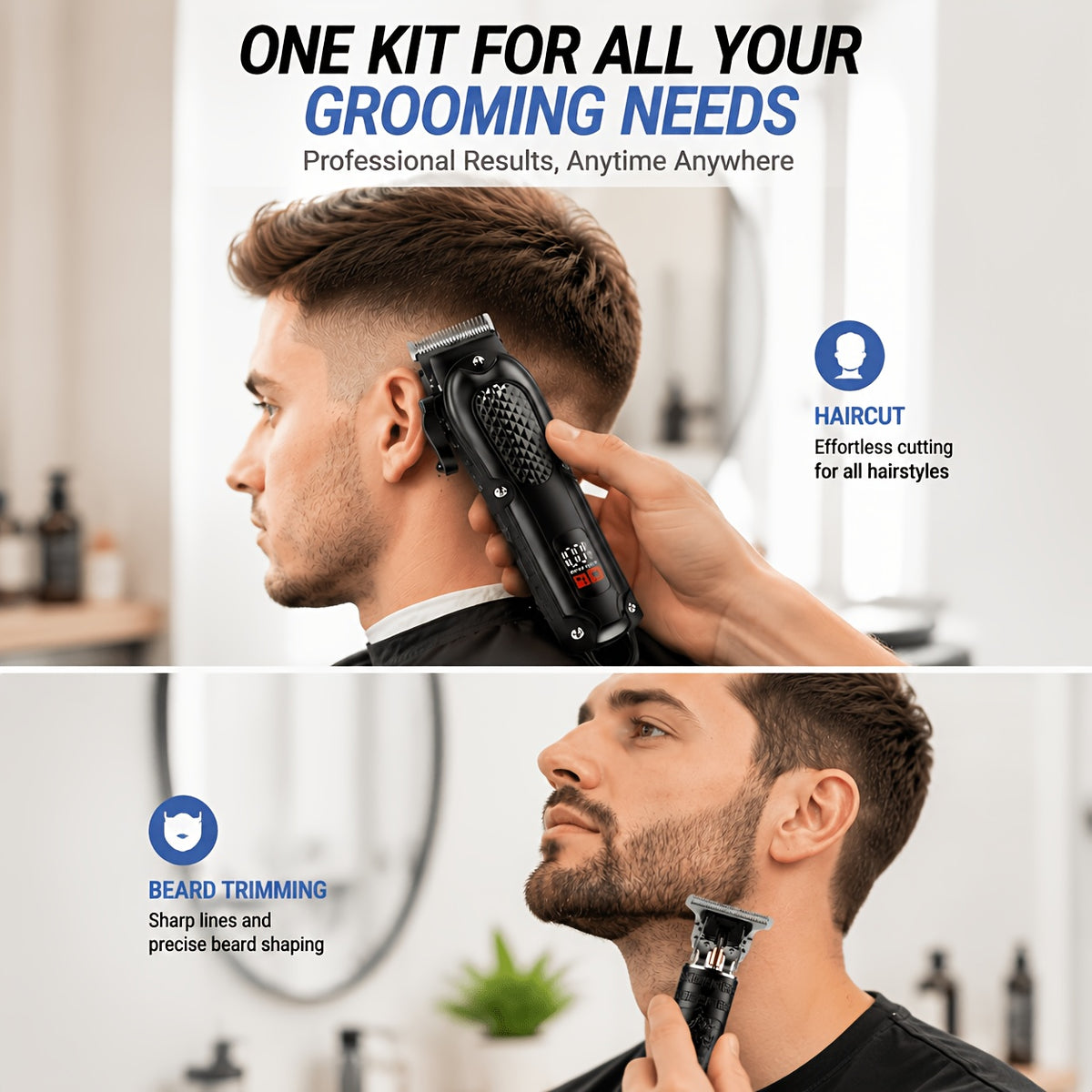 Rechargeable Electric Grooming Kit, Equipped with An LCD Battery Display, This Set Is An Essential Companion for Use At Home, While Traveling, or In The Car-making It The Perfect Gift for Husbands