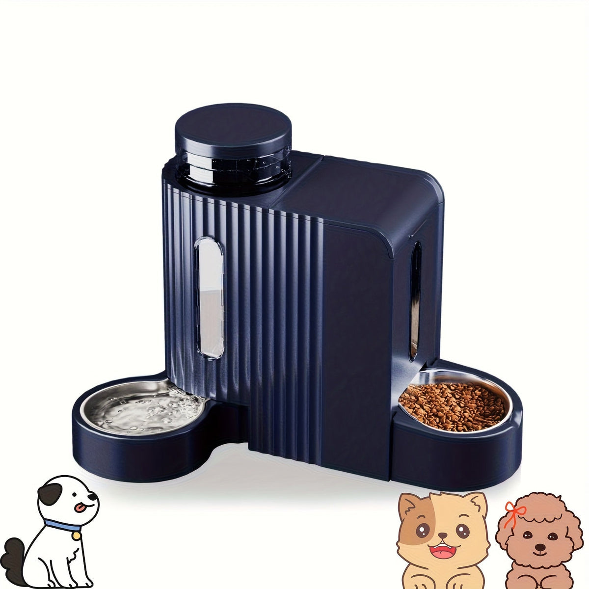 1.59 Gal Water + 5.73 lb Food, Automatic No-Electric Gravity Feeding Station with 304 Stainless Steel Bowl, Removable & Washable, for Small Medium Large Dogs All Life Stages | Gravity Dog Water Dispenser & Feeder 2-in-1 Set