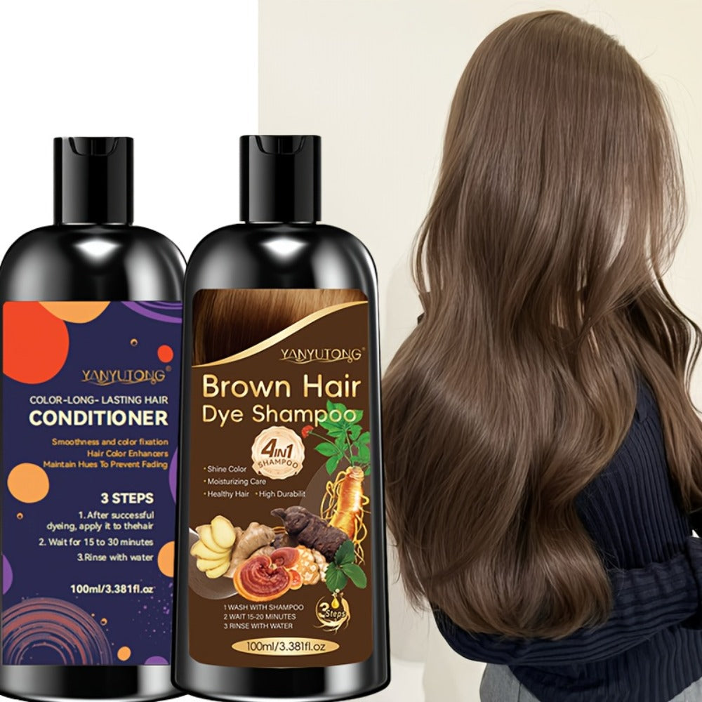 Gray Hair Coverage Shampoo and Conditioner Set — 4-in-1 Hair Dye with Ginger & Herbal Extracts, Long-Lasting Color for Women & Men, Gentle Moisturizing Formula, 3 Shades Available - product image 3