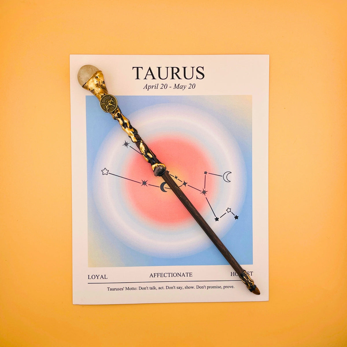 All 12 Signs Cosplay Scepter Witch Wand for Halloween, Christmas, Valentine's Day & Birthday Gift, Astrology Lover Gift for Her – Zodiac Crystal Magic Wand Handmade with Gift Box