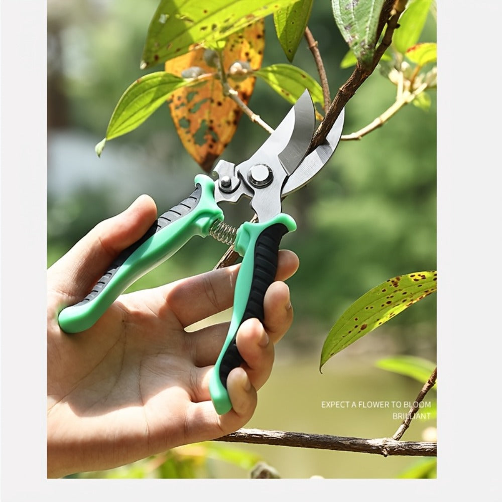 Gardening Pruning Tool Set 8 Piece Stainless Steel | Pruning Shears Scissors Pliers Ergonomic Handle with Wiping Cloth | Lawn Tree Garden Care Kit Orange Yellow Green - product image 14