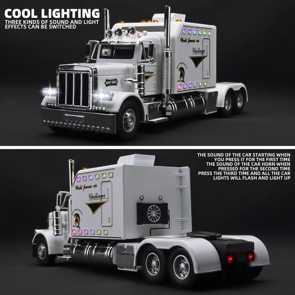 Semi Truck Toy 1:24 Scale Die-Cast Metal Pull-Back Alloy Semi-Trailer Truck with Trailer – Heavy Duty Truck Model Collectible Ornament for Kids Boys Ages 3+ - product image 16