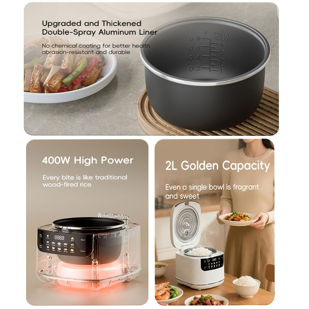 Rice Cooker 2L 4 Cups 10-in-1 Mini Multifunctional Compact Electric Rice Cooker for Rice Soup Stew Oatmeal Cake Steamed Vegetables Perfect for Small Kitchen Dorm Apartment - product image 11