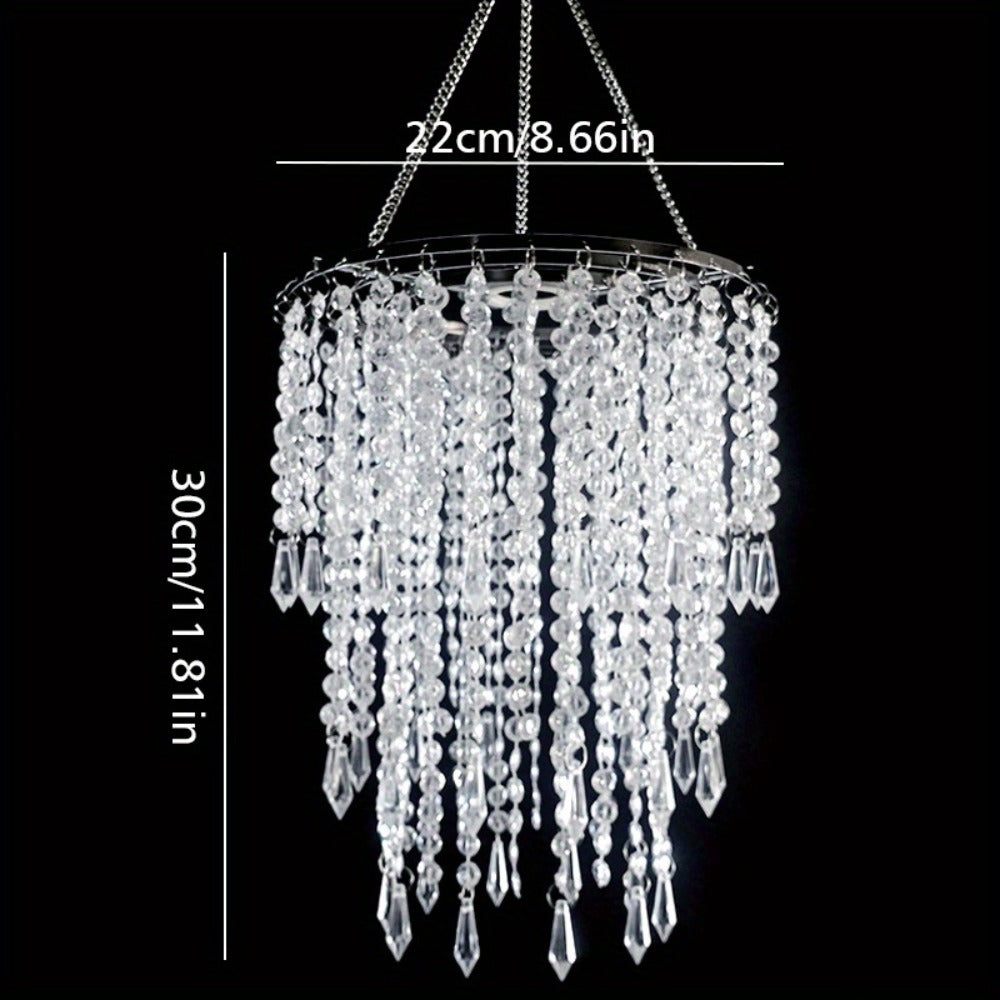 Crystal Beaded Chandelier Lampshade Acrylic Sparkling Droplets Elegant Ceiling Light Fixture Cover for Wedding Party Home Decor Multiple Sizes Branch Style Beadwork Pendant Shade - product image 11