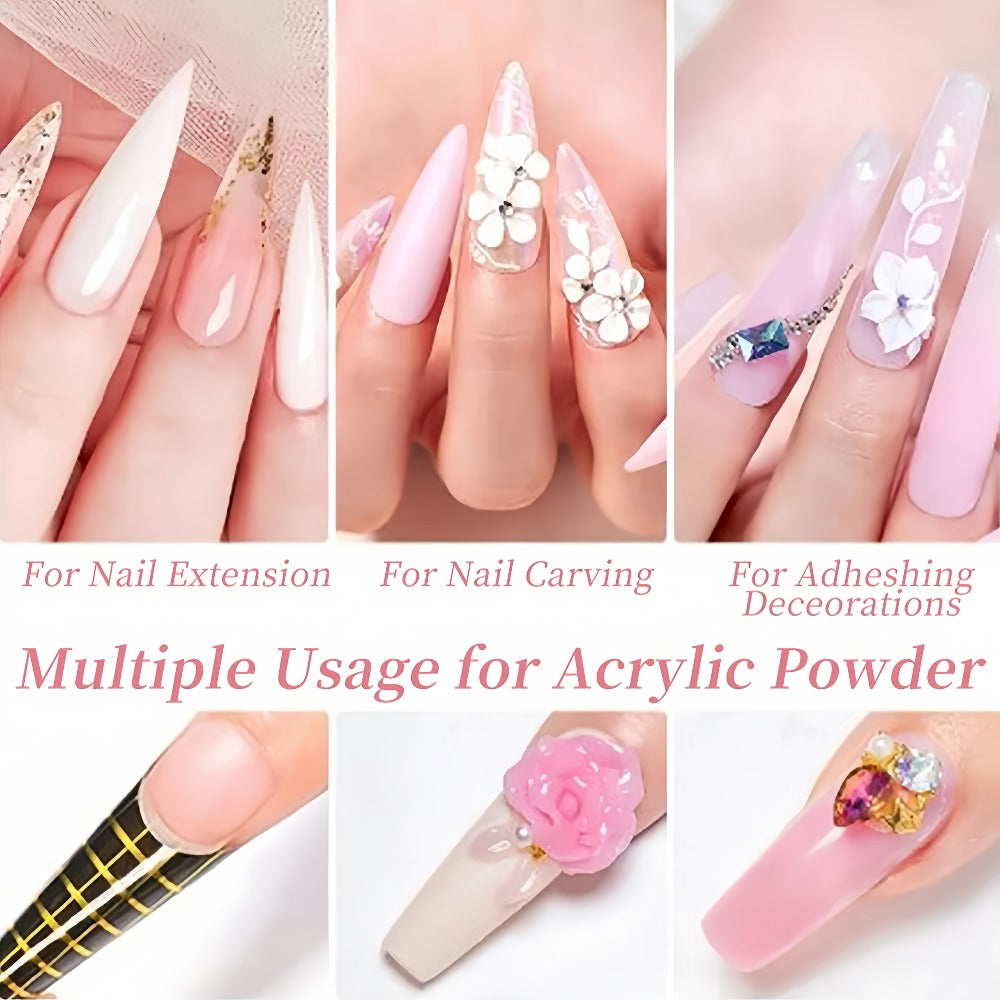 Acrylic Nail Powder Set 6 Colors - Nude Pink White Polymer Powder for 3D Nail Sculptures French Extensions Carving Crystal Professional Nail Art Kit - product image 10