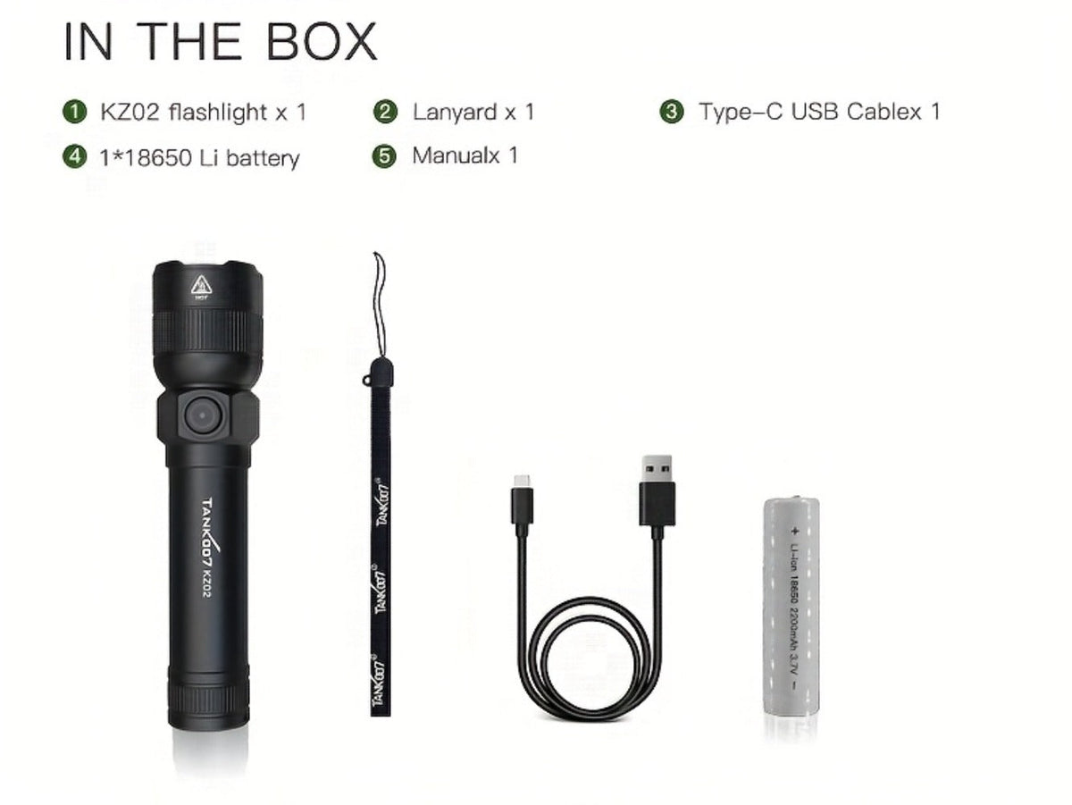 Mini LED Flashlight 18650 Rechargeable Battery | Adjustable Focus & Brightness Zoomable Compact Torch | Textured Grip for Camping Fishing Hiking Outdoor Adventures & Emergency - product image 19
