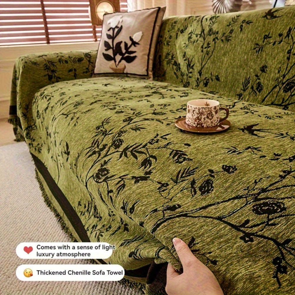 Sofa Cover Chenille Thickened Non-Slip Couch Slipcover Floral Pattern for Living Room Office Pet-Safe All-Season — 1 2 3 4 Seater Sizes - product image 6