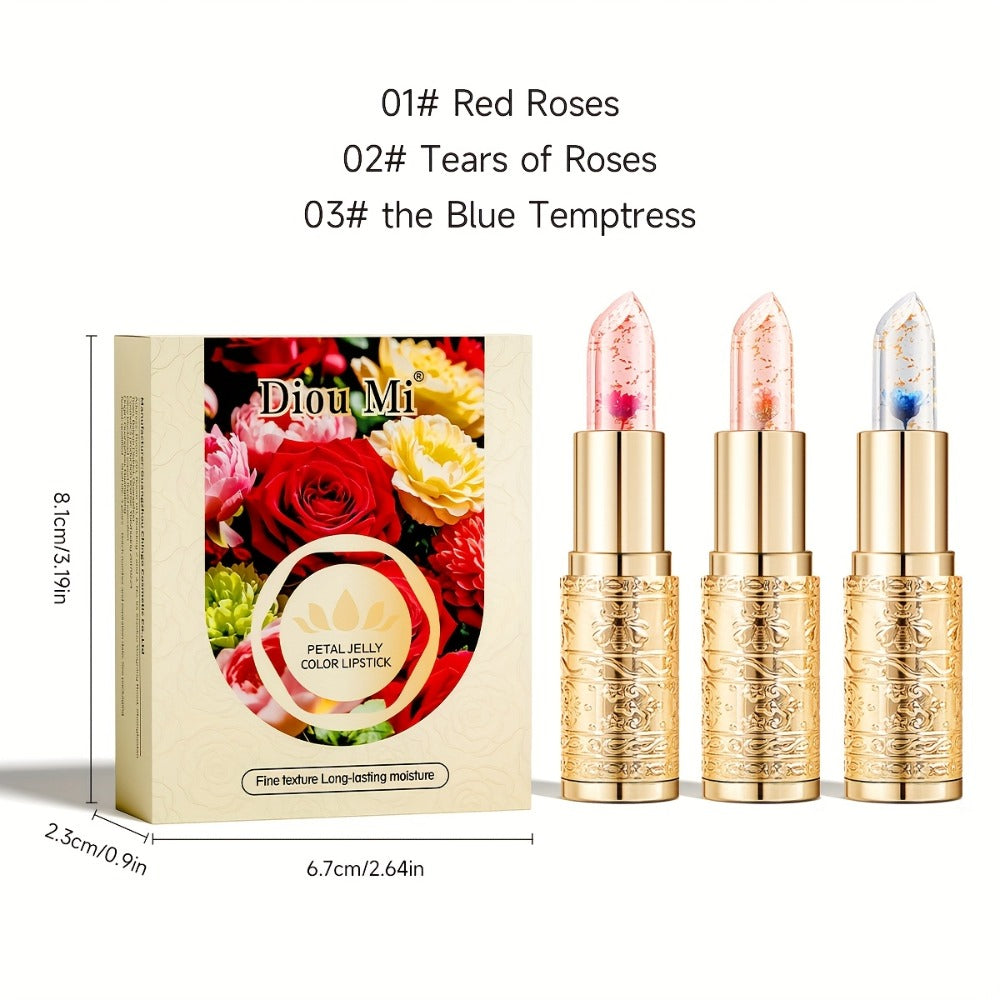 Color Changing Lip Gloss Set 3 Pcs — Temperature Magic Pink Tint Crystal Jelly Balm & Lipstick, Plant Squalane Moisturizing Hydrating Lip Makeup, Valentine's Day Christmas Birthday - product image 3