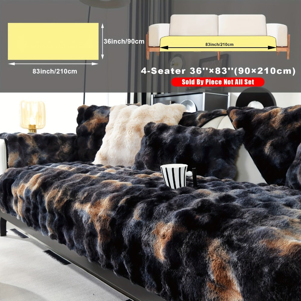 Plush Sofa Cover Faux Lamb Thick Fluffy Couch Slipcover Pet Friendly Machine Washable Gradient Color Polyester Furniture Protector for Armchair Single Double Triple Sofa Living Roo - product image 43