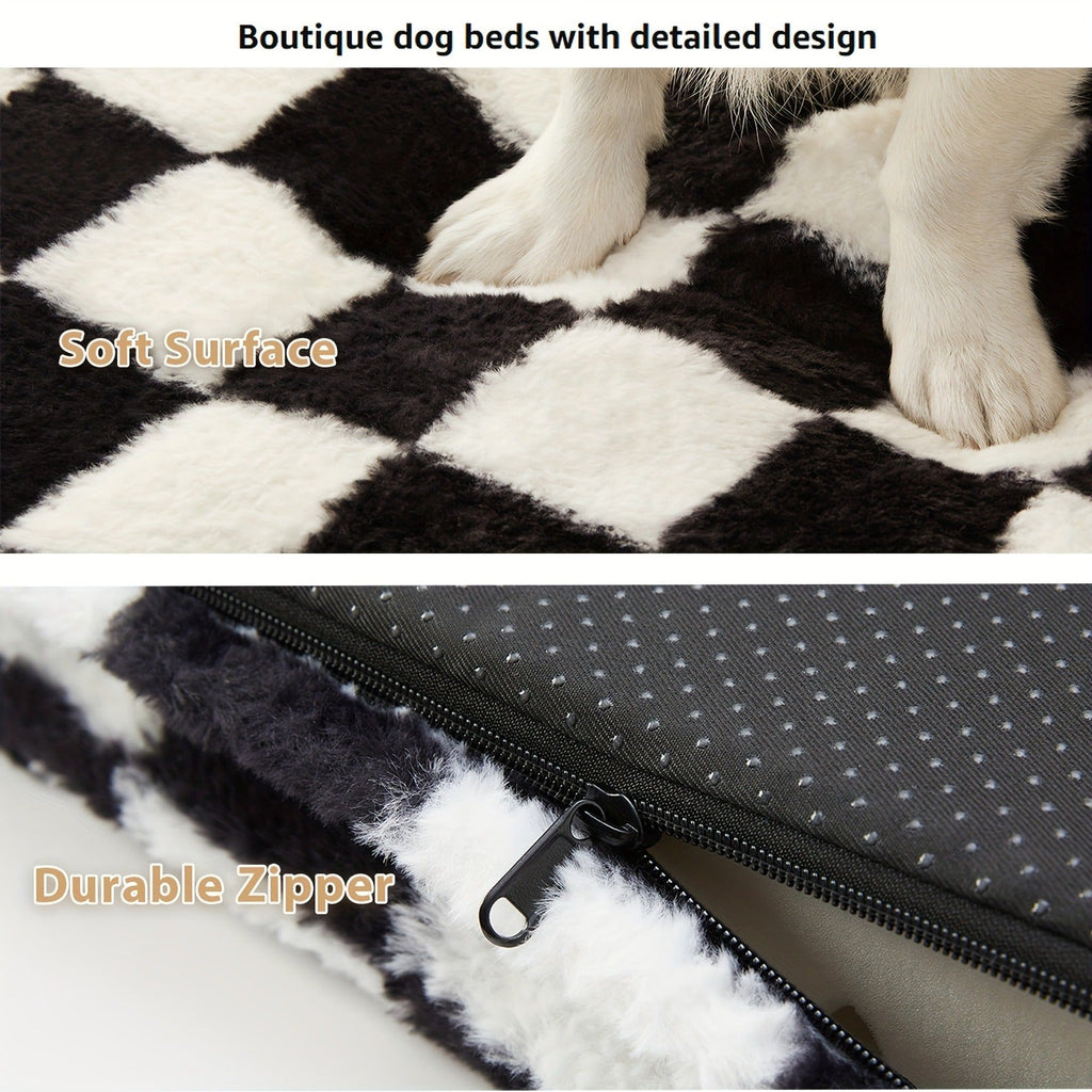 Non-Slip Bottom, Black & White Plaid, Soft Memory Foam Dog Sofa Bed for Small Medium Large Dogs, S M L XL XXL Sizes – Orthopedic Dog Bed with Removable - product image 18