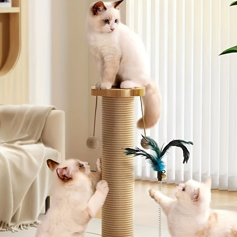 Cat Scratching Post Sisal Vertical Scratcher | Solid Wood Base, Wear-Resistant Rope, Multiple Styles: Standard, Mushroom & Dolphin Shapes, Sizes S/M/L, Cat - product image 6