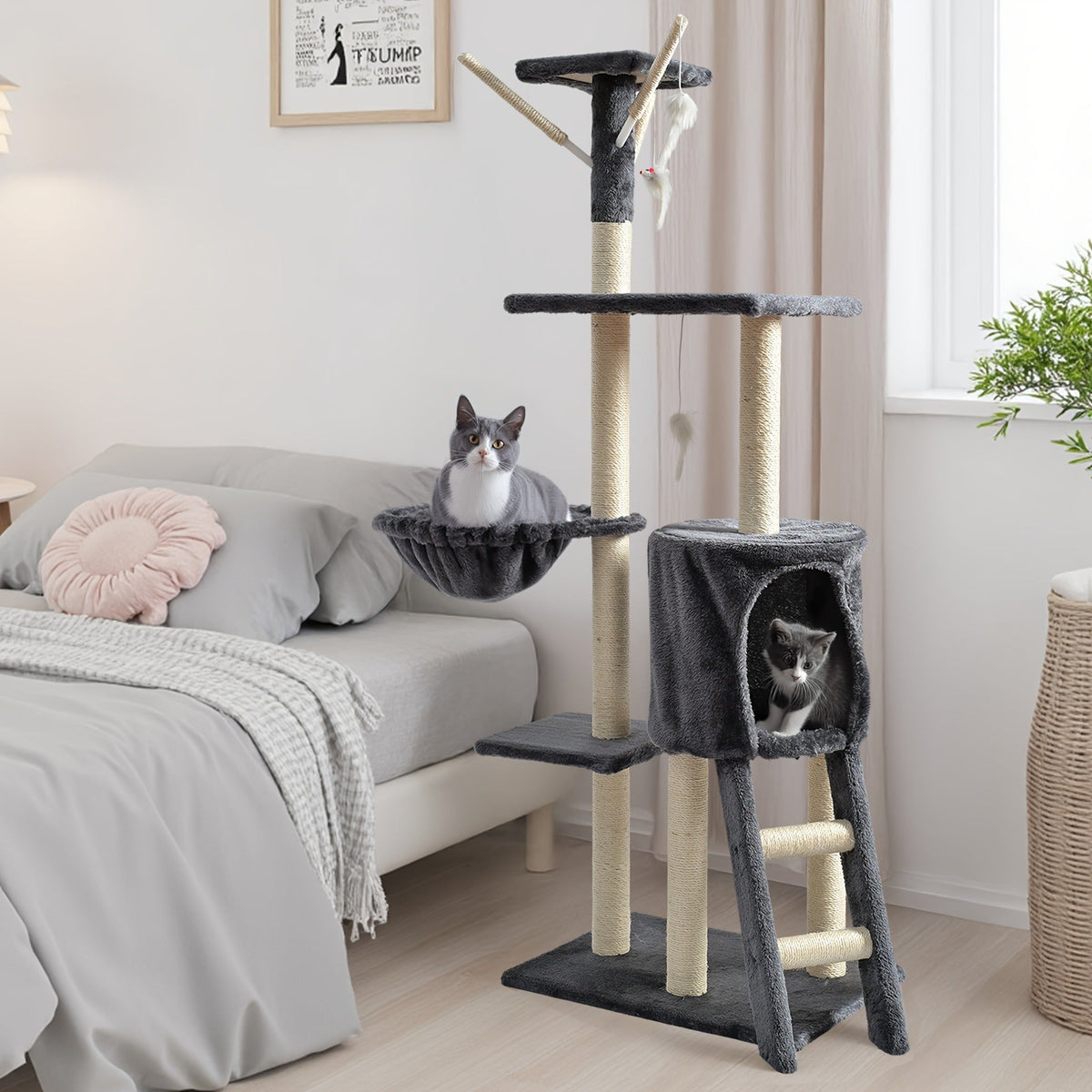 Cat Tree Tower Multi-Level with Cat Bed, Condo & Sisal Scratching Post – 3 or 4 Tier Indoor Cat Tree for Large Cats, Kitten & Senior Cats, Sleek Cat Furniture - product image 7