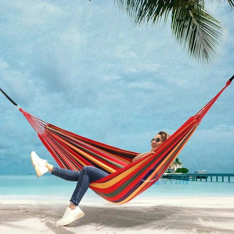 Camping Hammock Single Person Colorful Fabric Anti-Roll Design 330 lbs Capacity with Tree-Friendly Straps Carry-along Carrying Bag Outdoor Indoor Backyard - product image 18