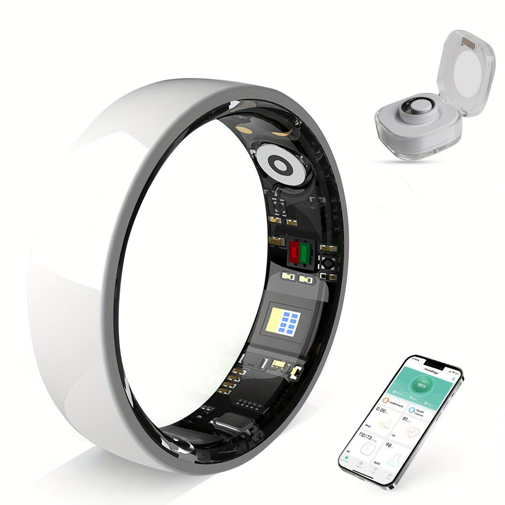 Fitness Tracker Smart Ring | Men & Women Sizes 7 | IP68 Waterproof, Sleep & Step Monitor, Crystal Charging Case, Stainless Steel | 13 - product image 35