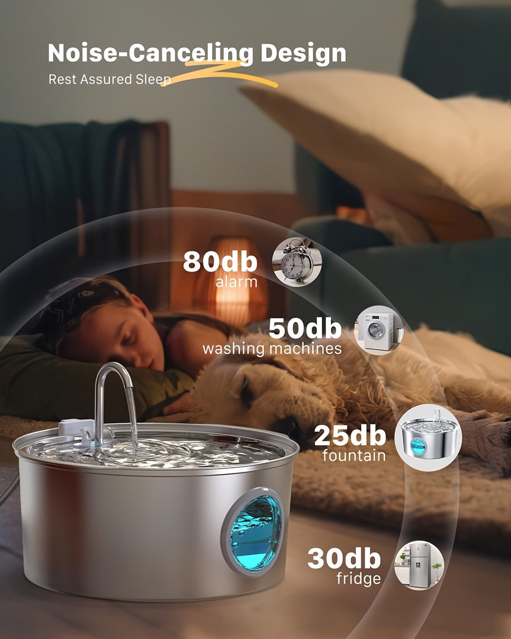Stainless Steel Pet Water Fountain 1.85 Gal | Smart 304 SS Large Capacity Cat Dog Automatic Water Dispenser, Silent Pump, Filter Chip, Water Level Window - product image 15