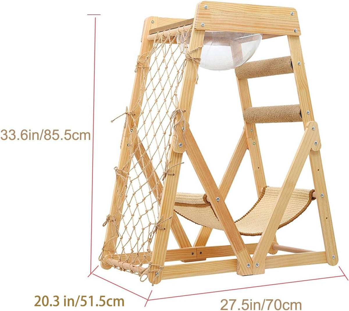 Bamboo Stable Cat Climbing Tower for Indoor Cats, Kittens & Small Cats, Space-Saving Design | Cat Tree Triangle Cat Tower with Sisal Scratching Posts, Soft - product image 9