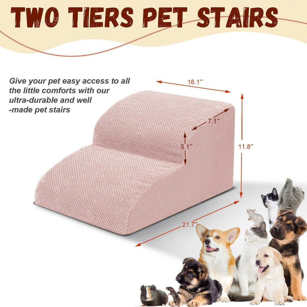 Dog Stairs for High Beds & Sofa – Extra Wide Foam Pet Steps with Non-Slip Bottom, Soft Cushioned Dog Ramp for Couch, Ideal for Small Dogs, Senior & Injured - product image