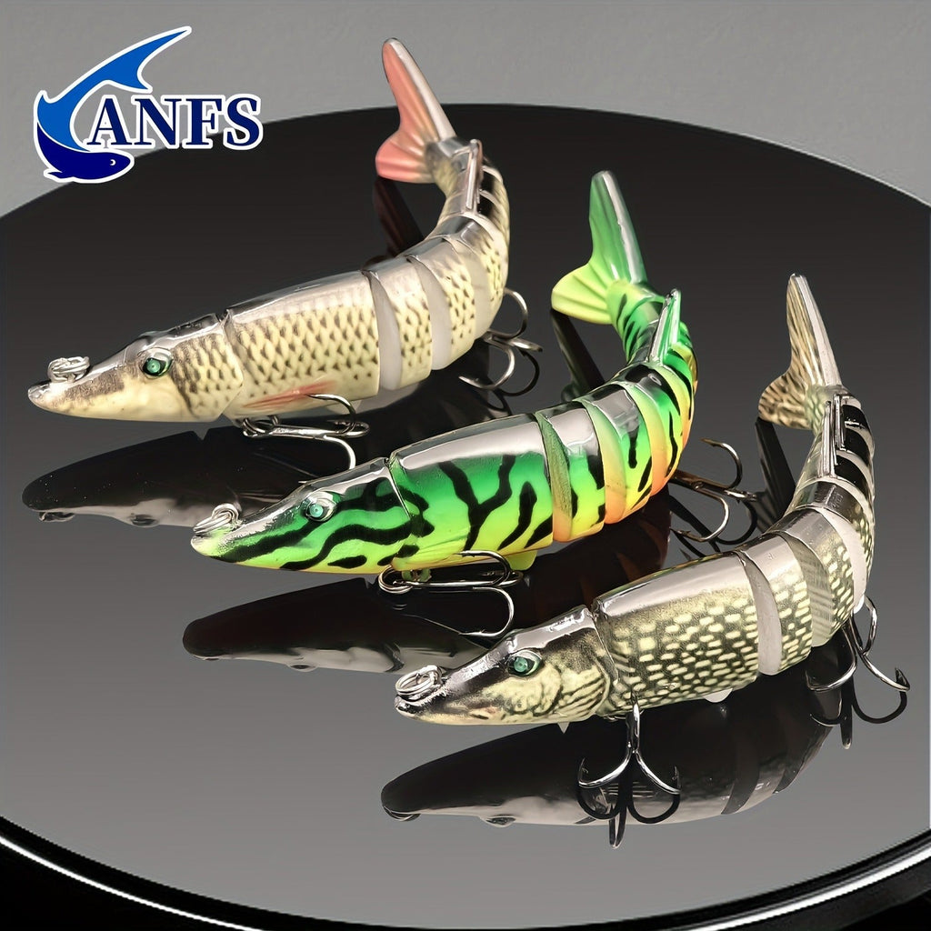 Slow Sinking Lifelike 3D Eyes ABS Body, Pearl Powder Coating, 8-Section Woven Fabric Jointed Lure Kit for Freshwater & Saltwater, 2 Models (FCP2P-392 / - product image 14