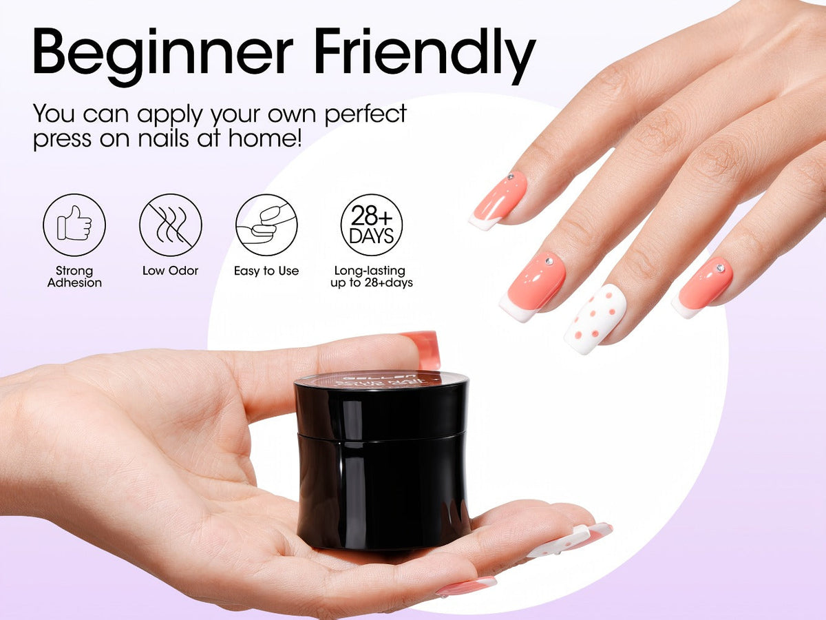 Solid Gel Nail Glue Kit with Mini LED Lamp — 8g UV Cure Gel Glue 28+ Days Long-Lasting Bond for Press On Nails Acrylic Tips Rhinestones, Non-Toxic Natural Resin, Salon & Home Manic - product image 14