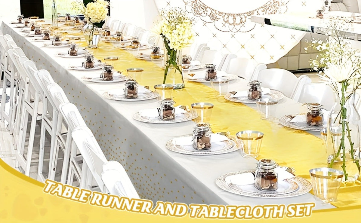 Plastic Party Table Covers for Wedding Birthday Graduation Anniversary Baby Shower Bridal Shower Elegant Bulk Party Decorations | Disposable Tablecloth & Table - product image 9