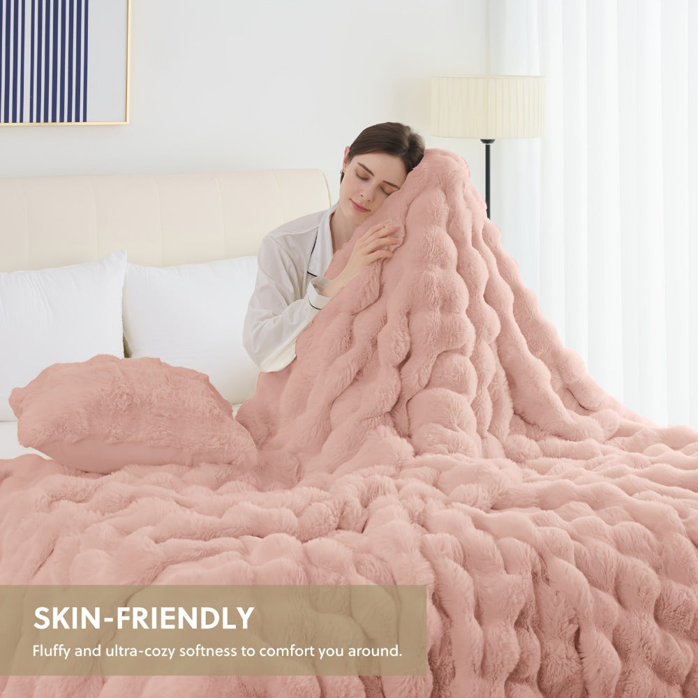 Faux Rabbit Fur Throw Blanket – Ultra-Soft Plush Fleece for Bed, Couch, Sofa & Travel, All Season, 11 Colors, Throw to King Size - product image 9
