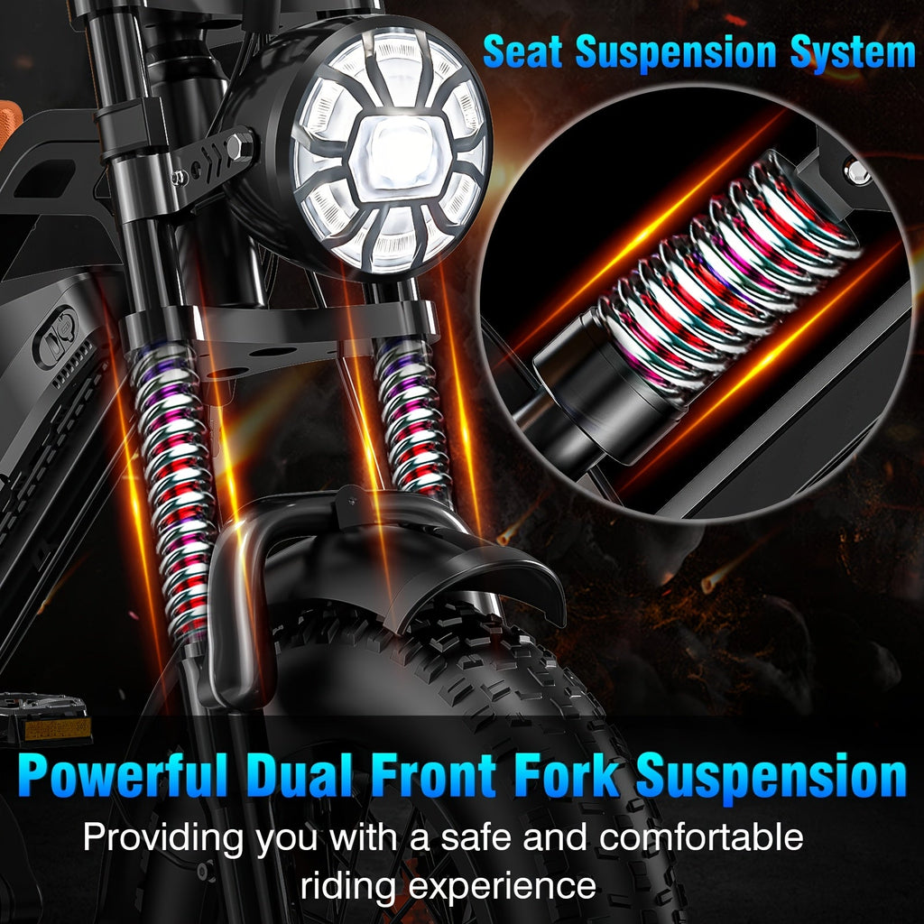 Electric Mountain Bike 749W Motor 48V 13AH Battery Full Suspension Fat Tire Off-Road E-Bike 27.9MPH Max Speed 5-Speed LED Display Adult Electric Bicycle All - product image 3