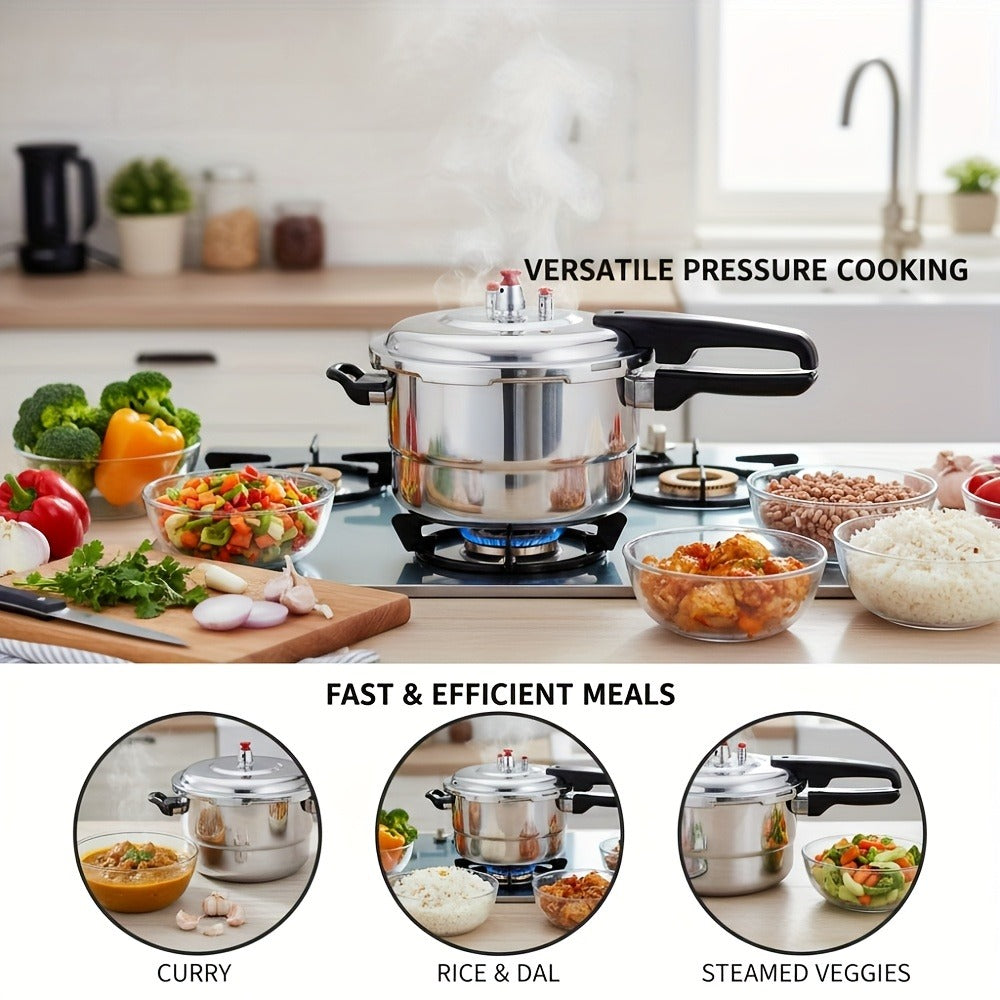 Aluminum Pressure Cooker Stovetop - 4.5Qt & 8Qt with Exhaust Valve & Multiple Safety Protections, Compatible with Gas & Induction Stoves, Canning Rack Included, Family Meals & Cate - product image 2