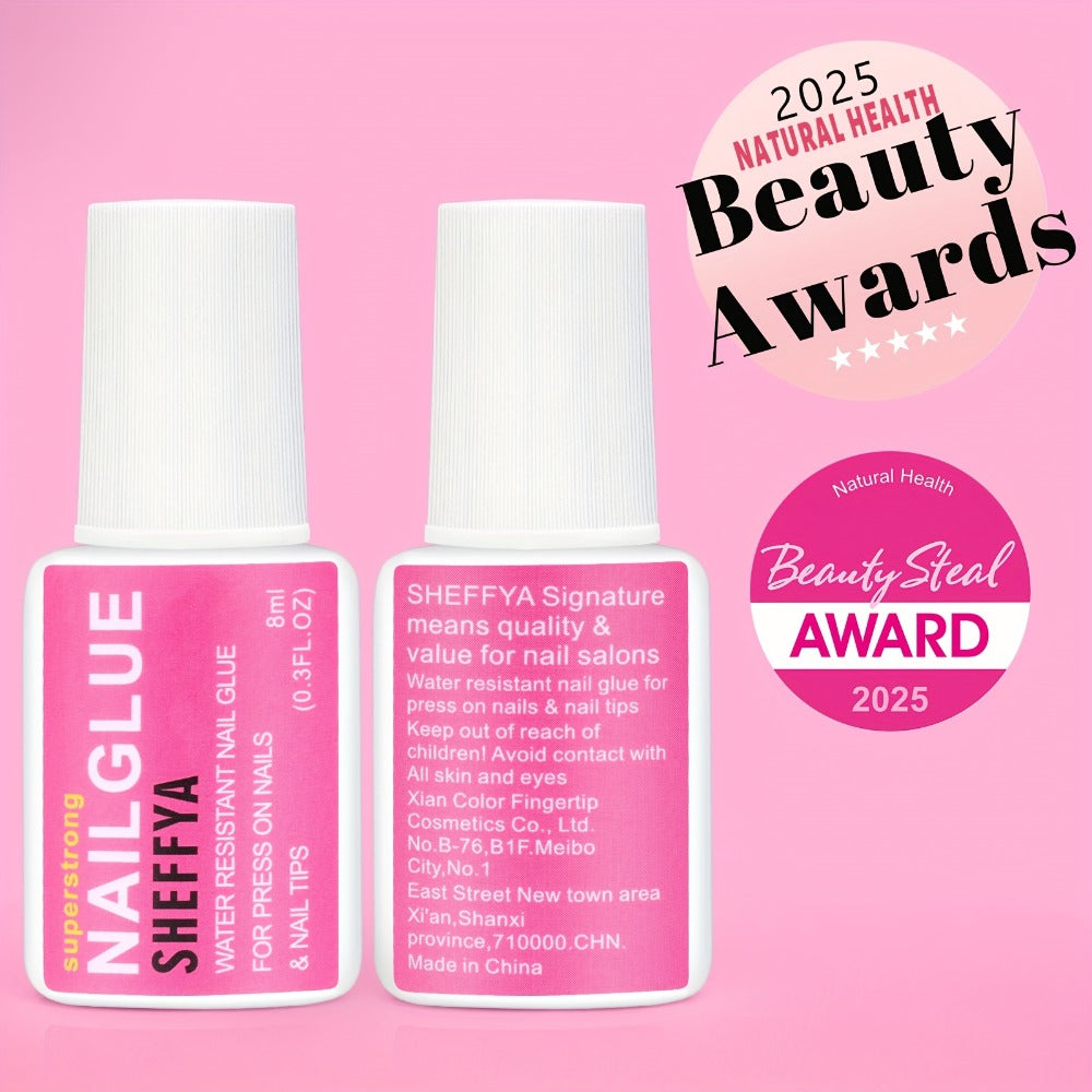 Brush-On Nail Glue Maximum Strength 0.27oz by SHEFFYA – Long-Lasting Mess-Free Precision Applicator for Press-On Nails, Nail Tips & Acrylic Nails, Salon & DIY Home Nail Art, 2pc 5p - product image 2