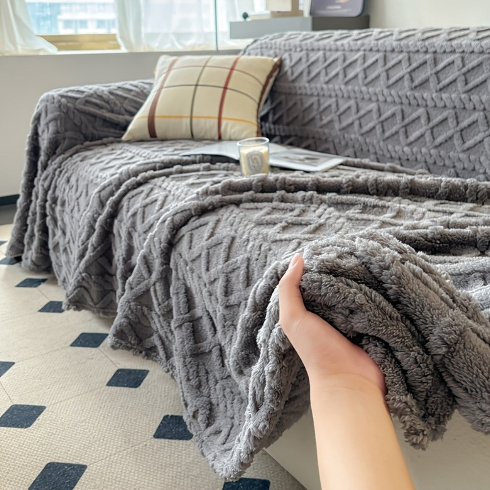 Velvet Sofa Cover Bohemian Jacquard Slipcover Soft Polyester Non-Slip Washable Pet Friendly Fits 3 4 Seater Sofa Couch for Living Room Bedroom - Green Blue Coffee Brown Dark Gray B - product image 24