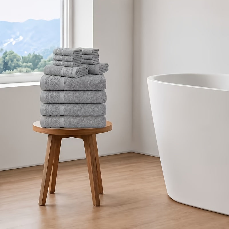 24 pcs Bath Towel Sets, Solid Color Cotton Blend Bathroom Towel, 8/4 Bath Towels +4/2Hand Towels + 12/6Washcloths, Multiple Colors Available, Soft and - product image 8