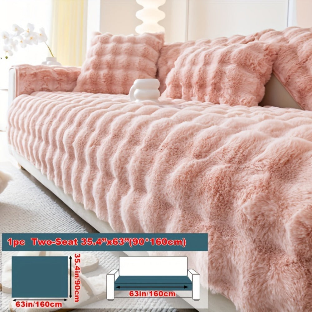 Faux Rabbit Plush Sofa Cover Winter Warm Thickened Anti-Slip Pet Friendly Cushion Protector for Living Room Bedroom Office 1 2 3 4 Seater - product image 34