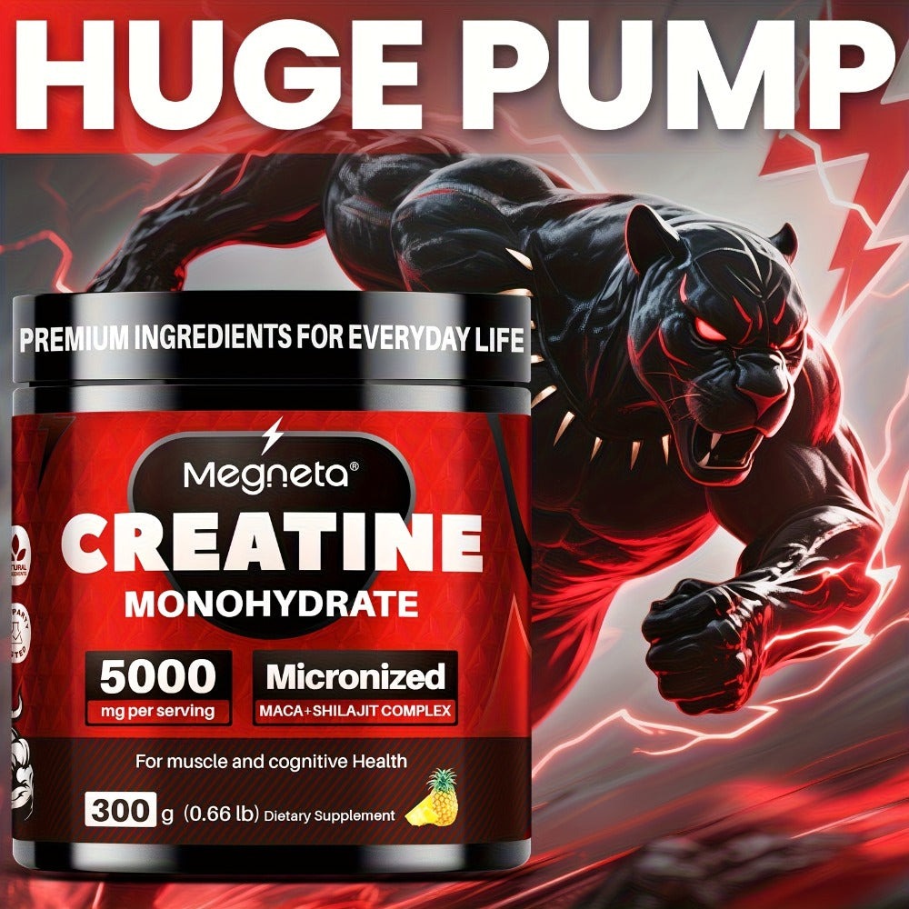 Micronized Creatine Monohydrate Powder 300g — 5000mg Per Serving | 60 Servings | Strength, Power & Focus Formula | No Artificial Sweeteners or Flavors | Pure Unflavored Pre & Post  - product image