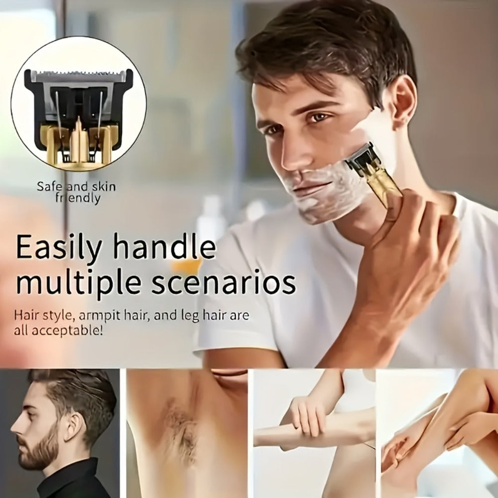 Beard Trimmer for Men USB Rechargeable Zero Contour Precision Edger Lithium Battery — Hair Clipper with Limit Comb ABS Body for Beard Facial Hair Body Grooming, Gold Black Bronze H - product image 2