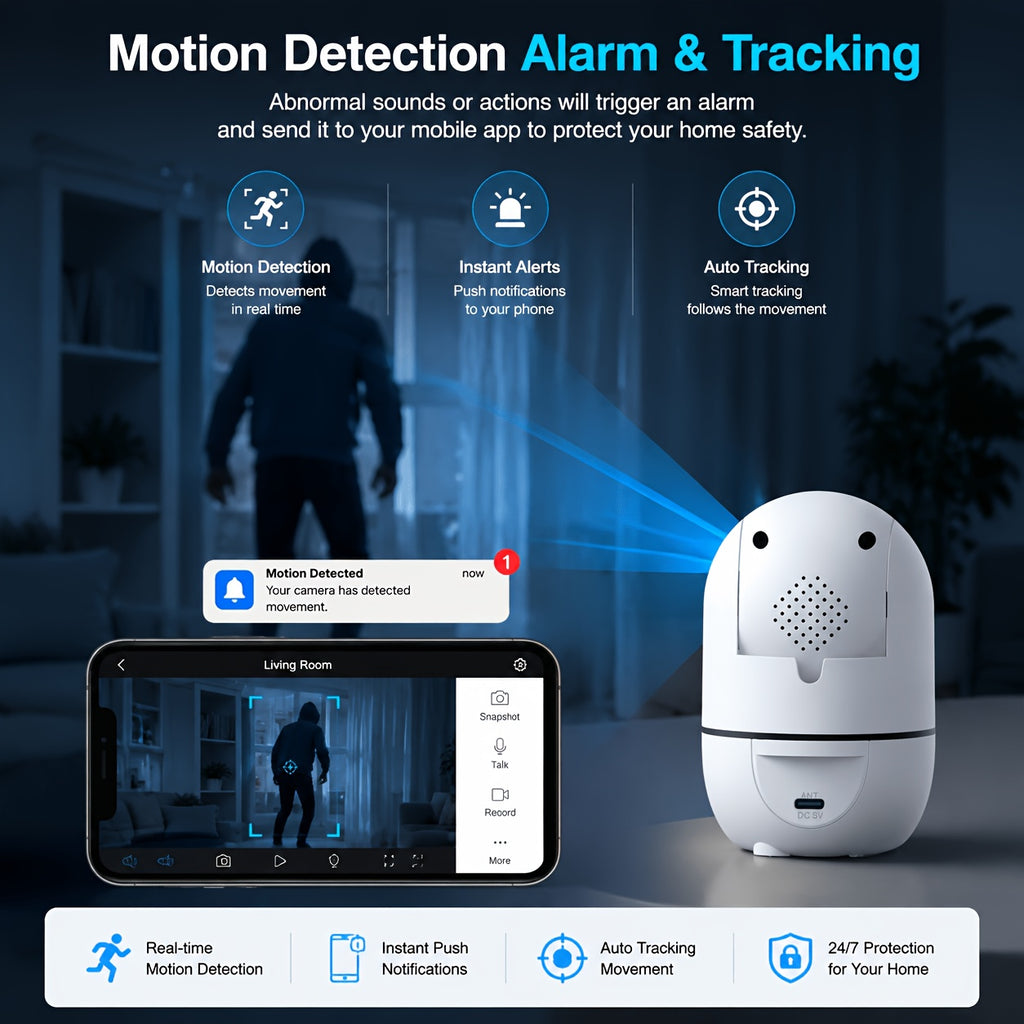 4pcs Wireless Security Camera Indoor with 355° Pan & Tilt, Night Vision, Motion Detection, 2-Way Talk, Baby/Pet Monitor, 2.4/5G WiFi, Support Cloud & Max. 256G - product image 19