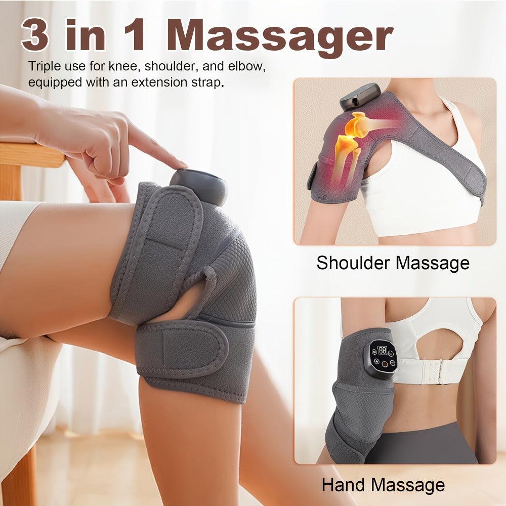 Heated Knee Massager Brace – Wireless Electric Knee Pad with Heat & Vibration, USB Rechargeable Warm Massage Knee Support Wrap for Arthritis, Joint Pain Relief, Men & Women - product image