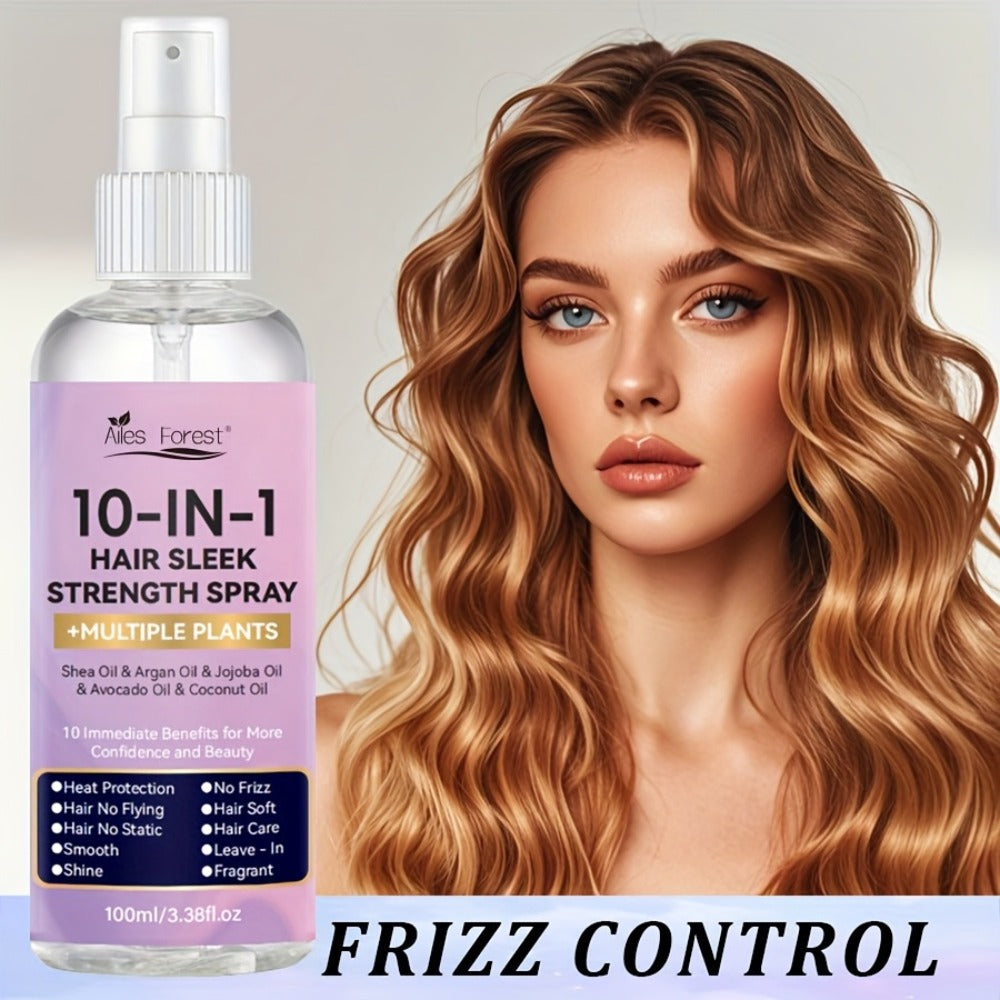 Leave-In Conditioner Spray 10-in-1 No-Rinse 100ml — Fragrance-Free Anti-Frizz Detangling Heat Protection, Plant-Based Formula for Dry Damaged & Color-Treated Hair, All Hair Types,  - product image