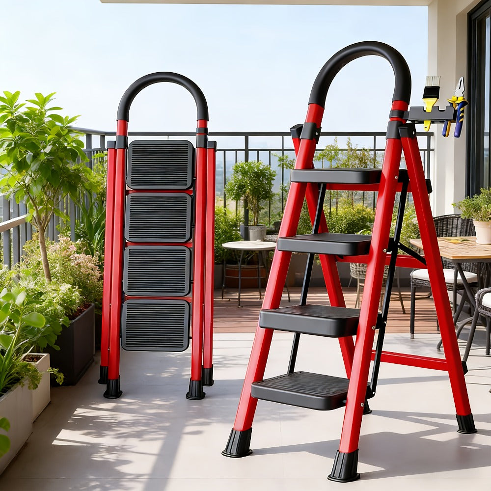 Folding Step Stool Ladder 500lbs Heavy Duty Steel with Anti-Slip Wide Treads & Handrails – Safety Lock, Portable Multi-Step Ladder for Home, Kitchen & Outdoor Use, Mini / Medium /  - product image 16
