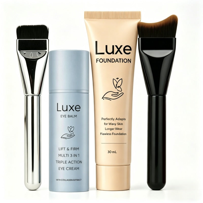 Liquid Foundation Makeup Set 4 Pcs — Full Coverage Buildable Foundation, Eye Cream Applicator & 2 Foundation Brushes, Natural Radiant Concealing Kit for All Skin Types, Women's Bea - product image 10