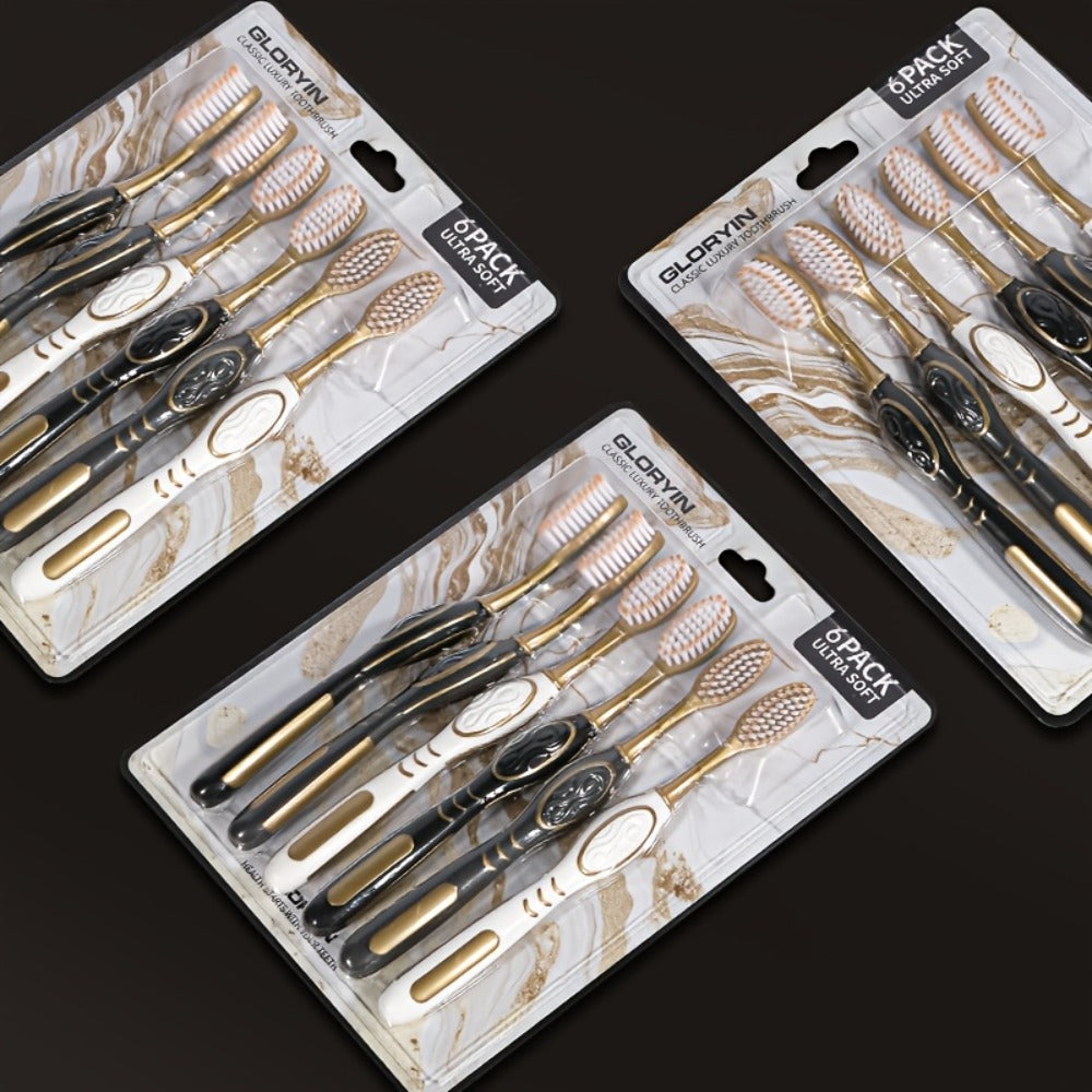 Gloryin Soft Bristle Toothbrush Set Anti-Slip Olive Handle Full Size Head Gentle Gum Care Daily Oral Hygiene for Adults Couples Household Travel 6pcs 12pcs Value Pack - product image 9