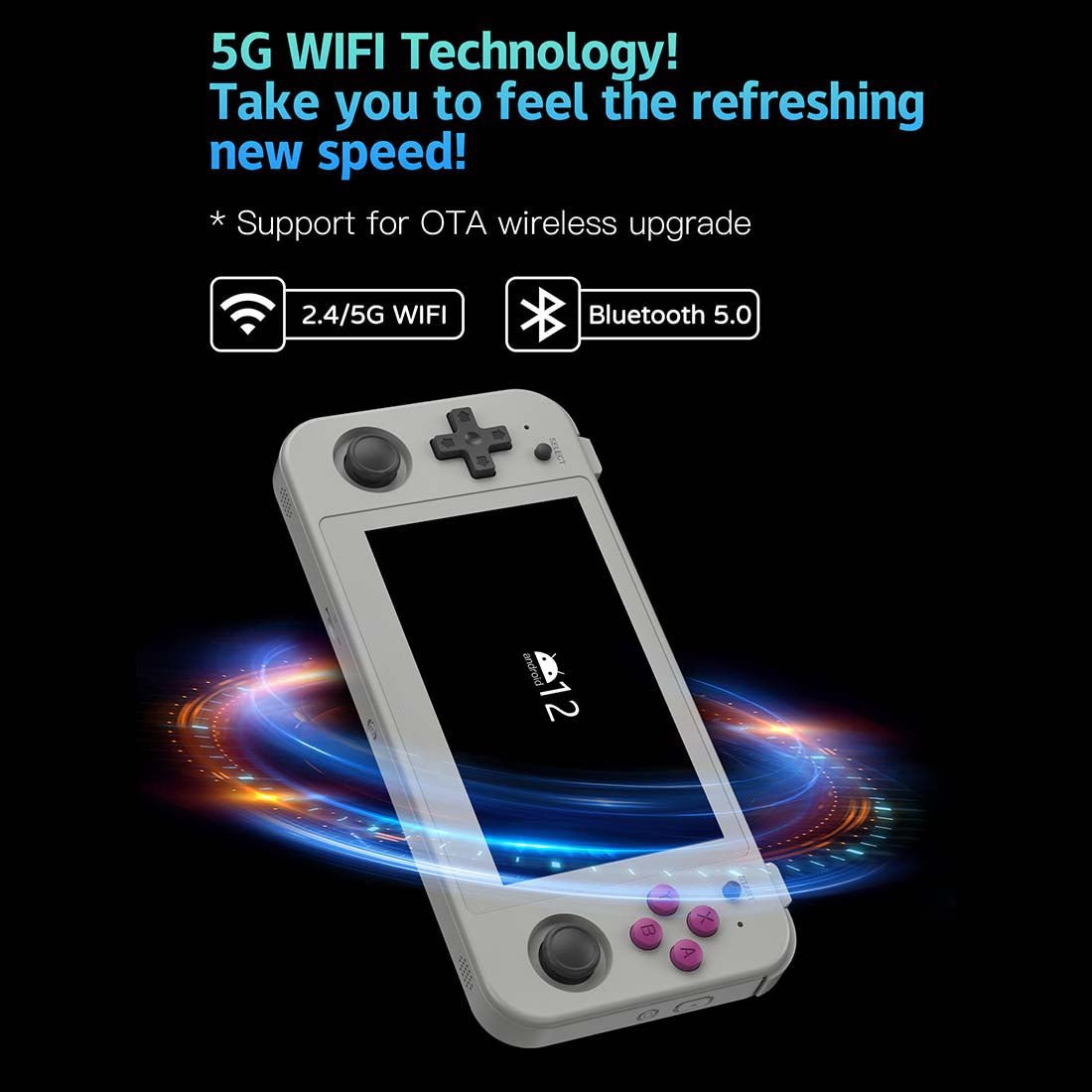 Anbernic RG505 Handheld Game Console Android 12 OLED 4.95-Inch Retro Emulator 5000mAh Hall Effect Joystick Wi-Fi Bluetooth for Home Ambiance & Task Lighting