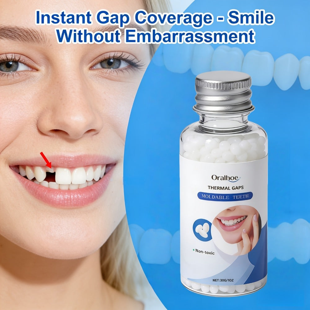 Temporary False Tooth Kit DIY Cosmetic Dental Repair Moldable Thermoplastic Realistic Fit for Missing Broken Chipped Teeth Secure for Eating Daily Wear Men Women Elderly 30g - product image