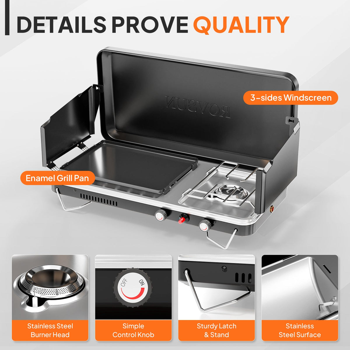 Camping Stove with Oven 2-in-1 – Camping, Backyard & Picnic Cooking – Portable Propane Double Burner 16, 000 BTU & Outdoor Oven Combo with Auto-Ignition & Thermometer