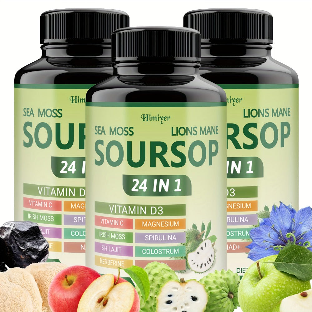 Soursop Capsules Advanced Herbal Supplement with Shilajit, Irish Moss, Berberine & NAD+ – Immunity, Antioxidant & Circulatory Support | Vitamin D3, C & Magnesium | ShopVora UK - product image 9