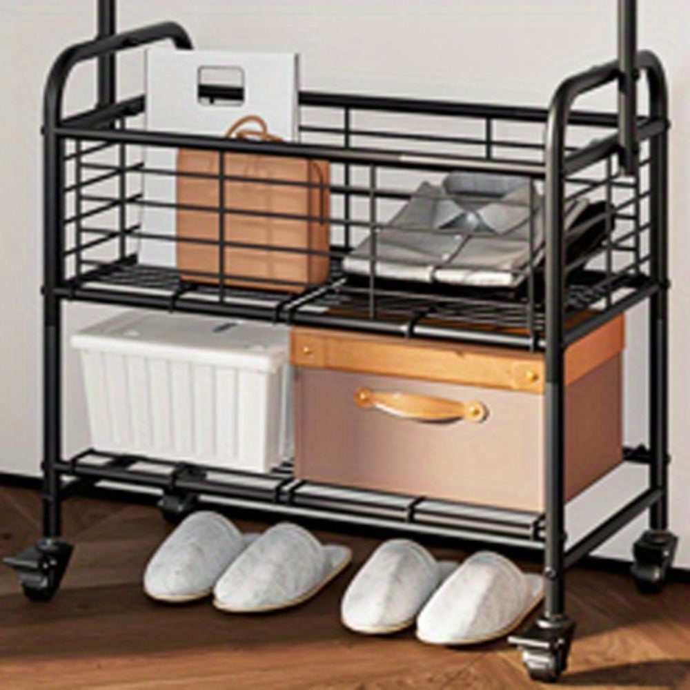 Rolling Laundry Basket with Wheels and Hanging Rack, Laundry Sorter Cart with Shelf and Locking Casters, Heavy Duty Steel Frame, Multifunctional Clothes Hamper for Laundry Room Bed - product image 14