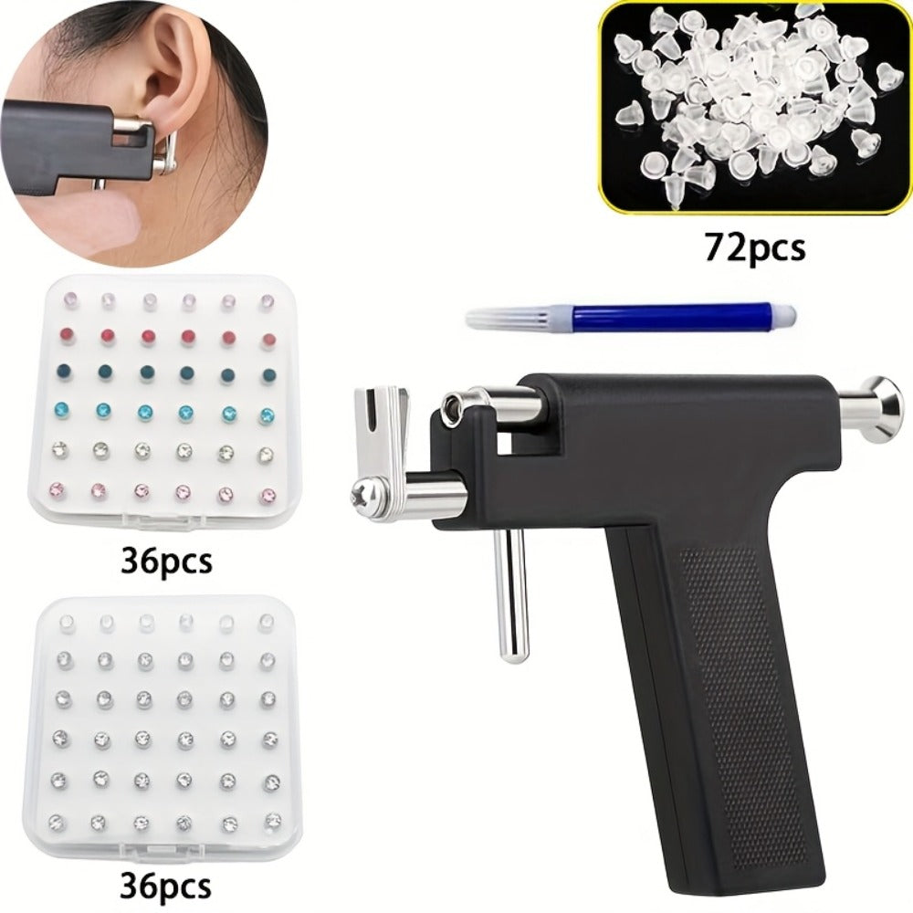 Ear Piercing Tool Set Reusable - Safe Ear Piercing Kit with Ear Studs, Professional Piercing Gun for Home & Salon Use, Unisex, Hypoallergenic Ear Studs Included, Multiple Combinati - product image