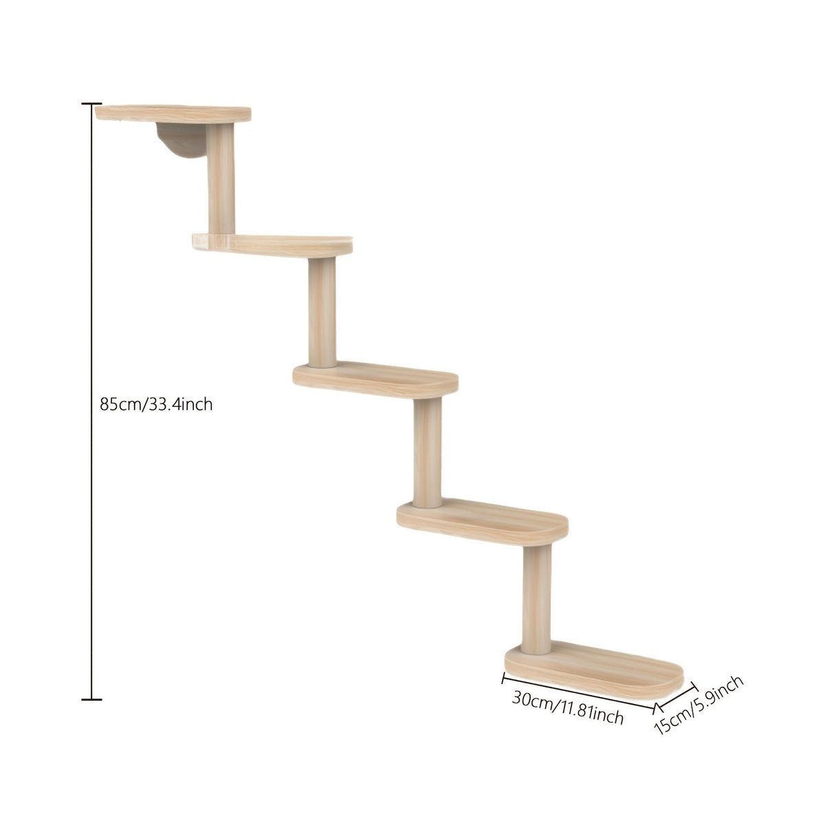 Wall-Mounted Cat Tree 5 Layers Solid Wood Indoor Cat Climbing Frame Jumping Platform Ladder Space-Saving for Small Spaces Multi-Cat Homes Living Room Bedroom - product image 3