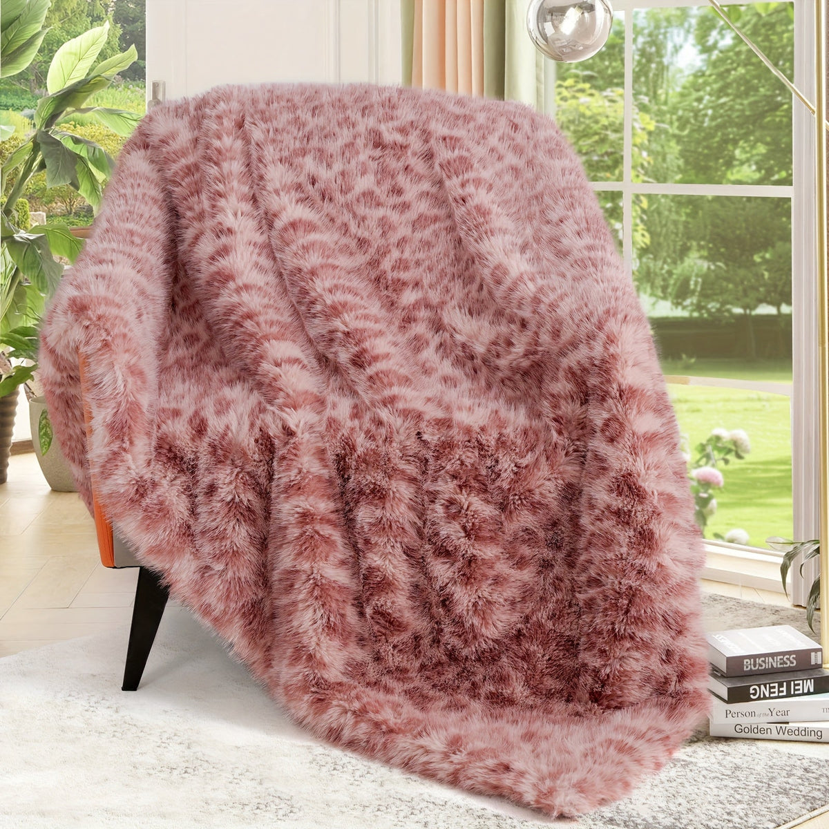 Super Soft Reversible Plush Mink Blanket for Bed Couch Sofa, Oversized Heavy Weight Cozy Blanket, Leopard Animal Print & Solid Colors, Throw & Twin Size | Faux Fur Throw Blanket 1060GSM Luxury