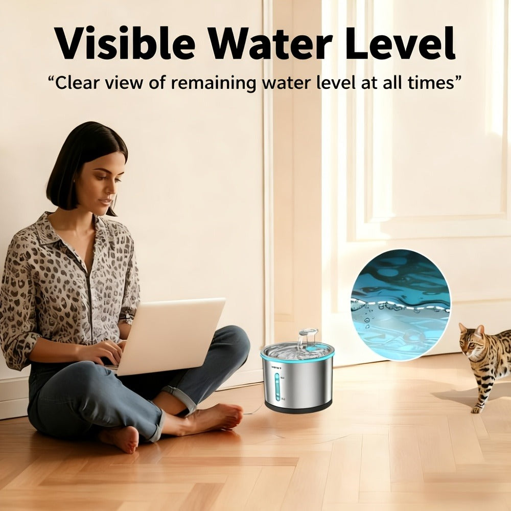 Cat Water Fountain Stainless Steel 50oz/1.5L | Ultra Quiet Auto Pet Water Dispenser with LED Light, Visible Window & Dishwasher Safe | Includes Replacement - product image 14