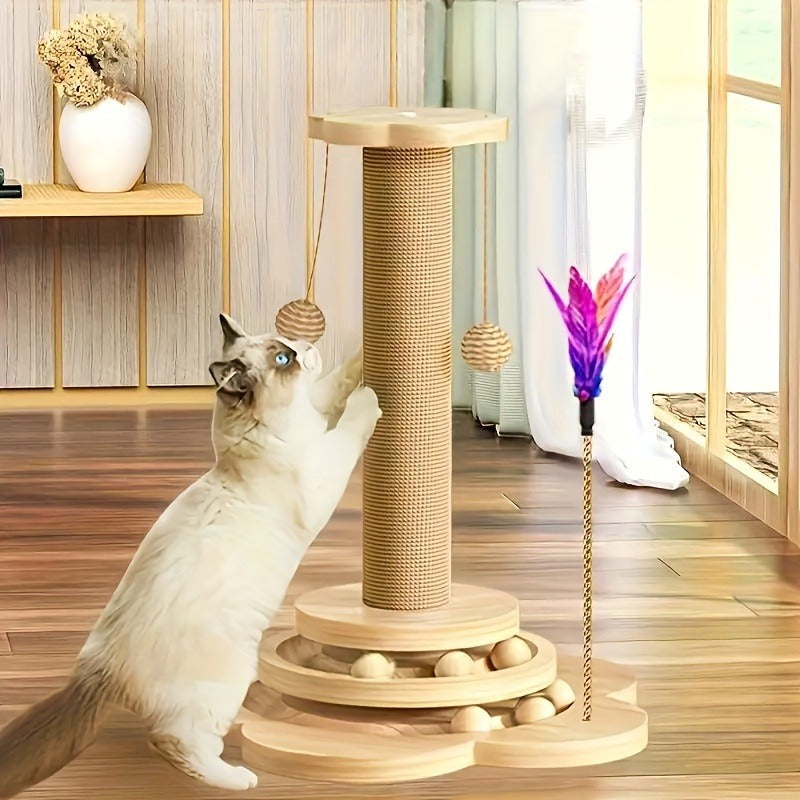Cat Scratching Post Sisal Vertical Scratcher | Solid Wood Base, Wear-Resistant Rope, Multiple Styles: Standard, Mushroom & Dolphin Shapes, Sizes S/M/L, Cat - product image 7